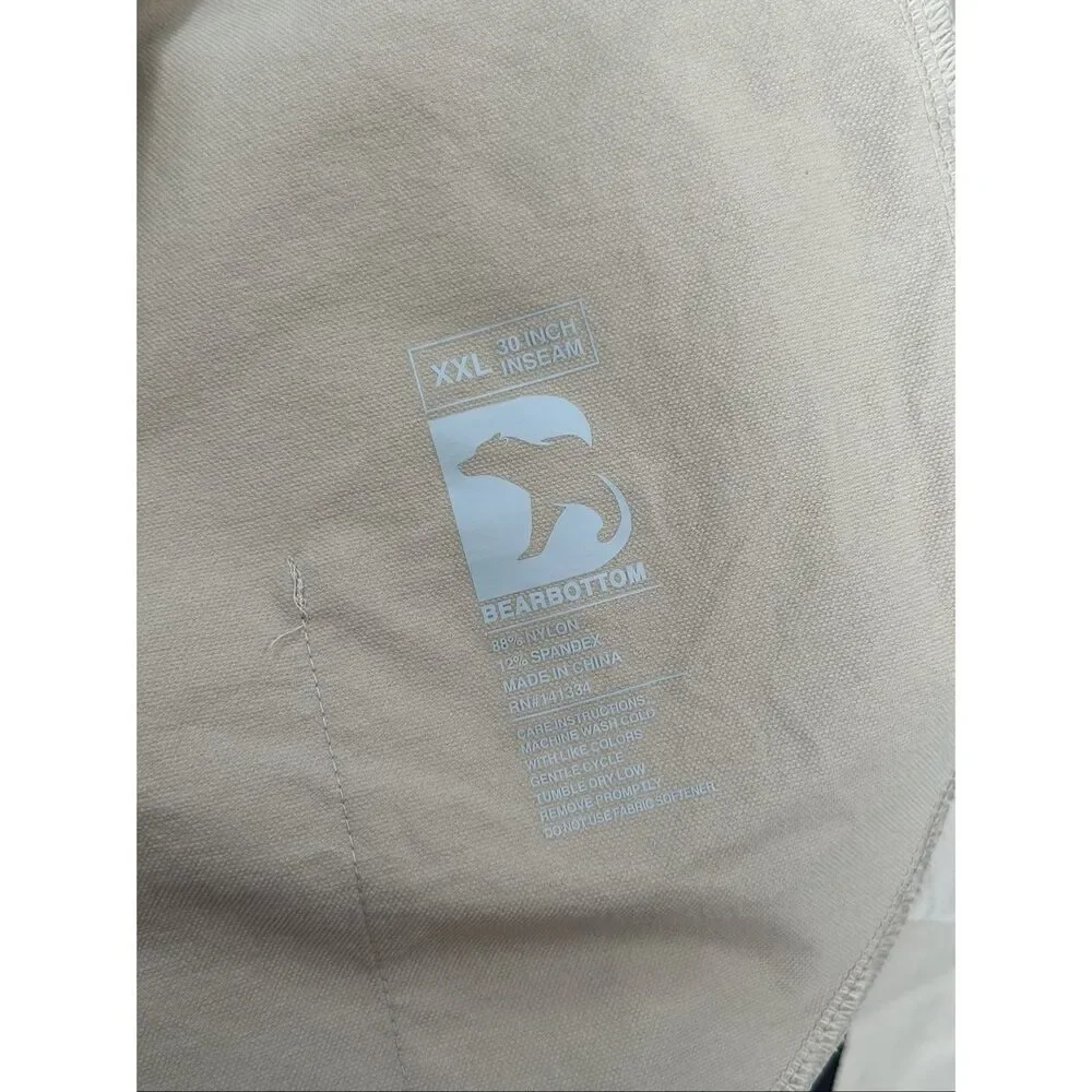 BearBottom Men’s XXL Pants Khaki Tan 30” Water Repellent Performance Straight
